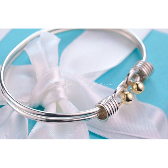 Tiffany & Co. Vintage Ball Coil Hook Bangle Bracelet in 925 Silver & 18K Gold - Picture 5 of 8